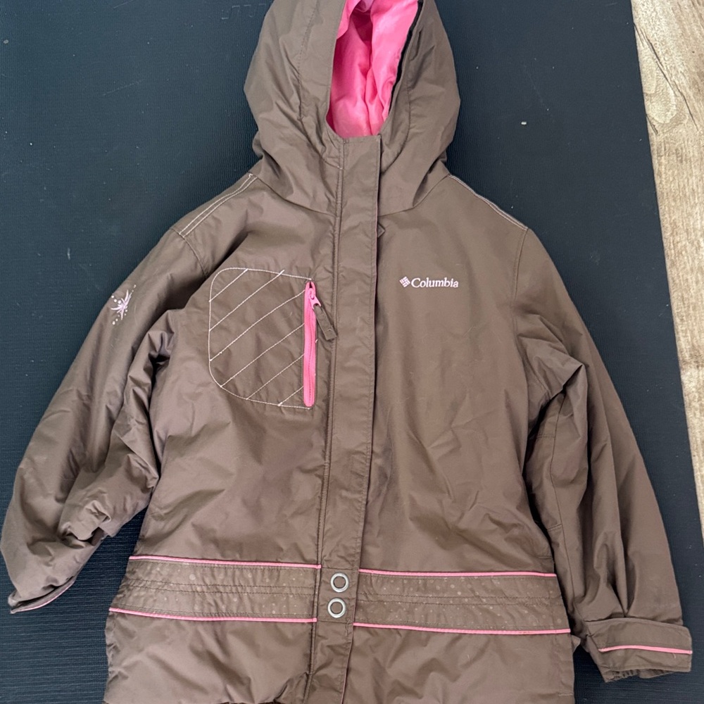 Columbia Snow Brown Jacket with Pink Details